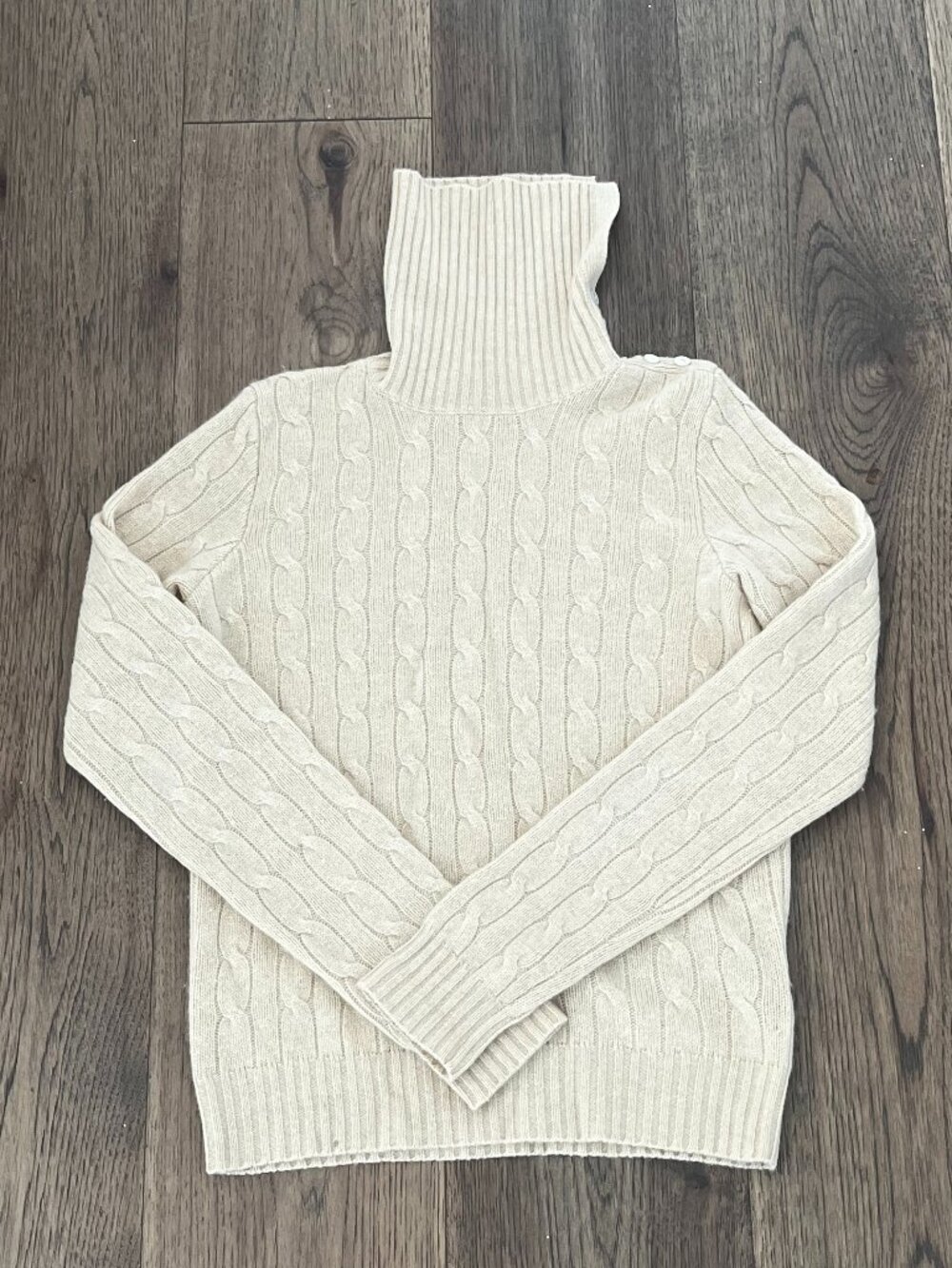 Ralph Lauren Cashmere Cable Turtle with Button Shoulder
